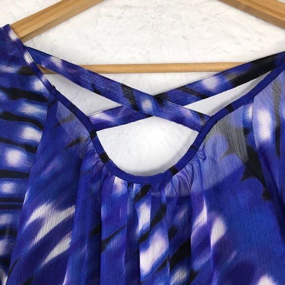 Express Black and Cobalt Tie Dye Chiffon Dress - Picture 7 of 13